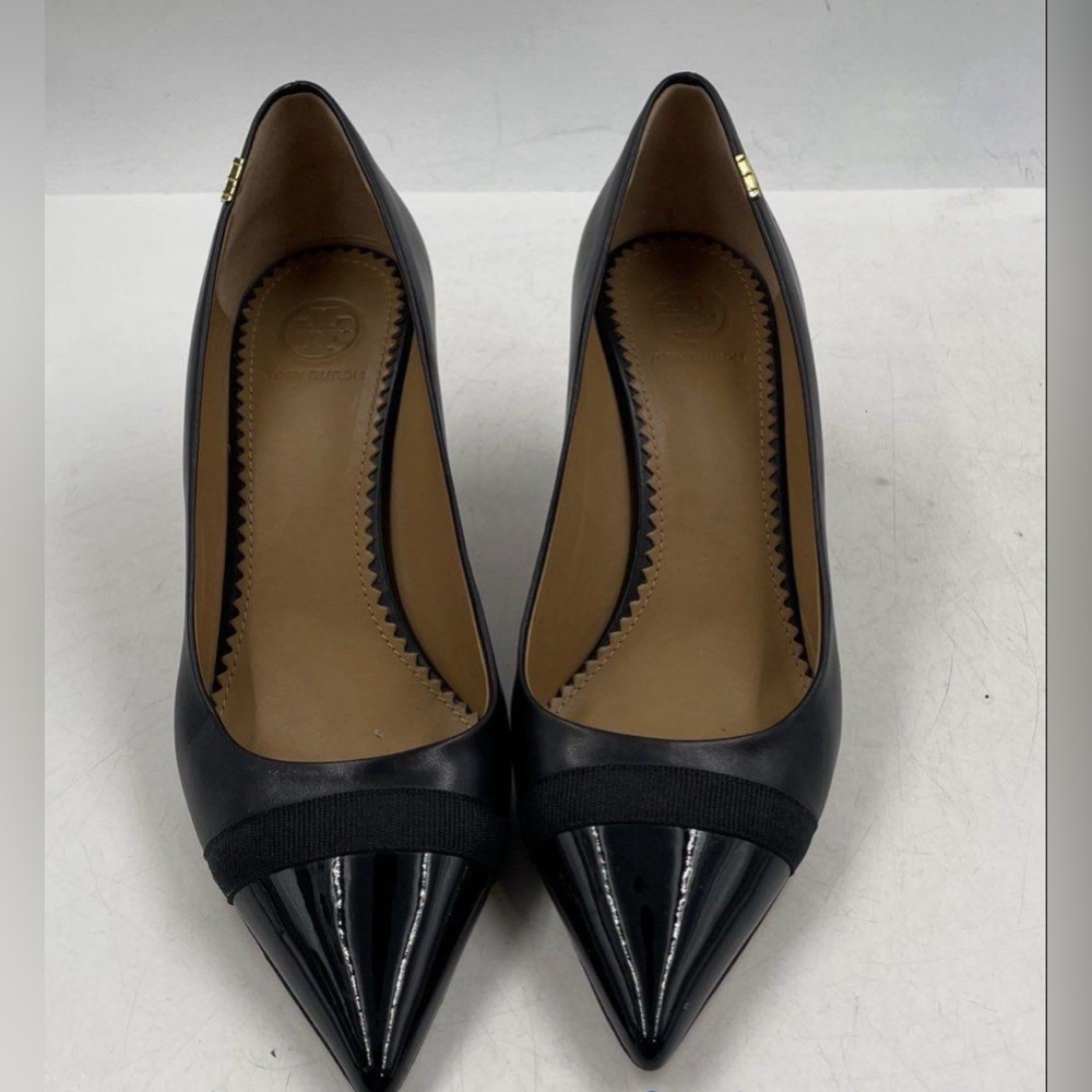 Tory Burch Penelope Black Leather Heels - Picture 2 of 7
